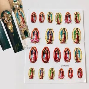 10 Peice Lot of Virgin Mary Lady of Guadalupe Catholic Saint Nail Stickers!